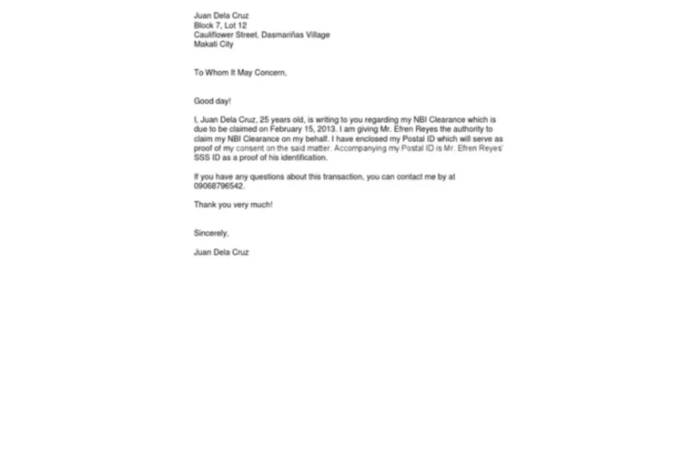 NBI Authorization Letter Philippines