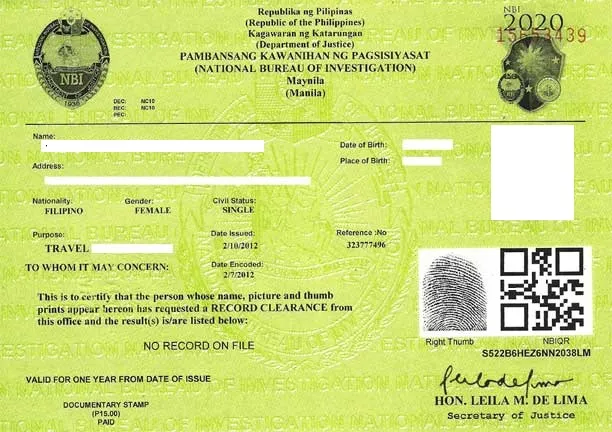 NBI Clearance Validity Philippines
